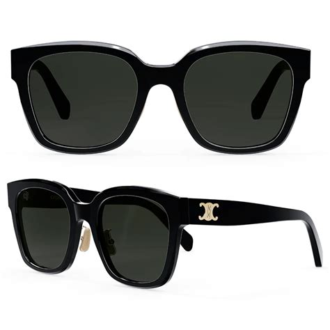 celine cl40222|Celine Triomphe Square Sunglasses in Black.